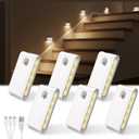EZVALO 6 Pack Motion Sensor Night Lights, Sync LED Stair Lights Indoor, 1500mAh Rechargeable, Magnetic & Dimmable, 3000K Soft White, Portable Nightlight for Hallway, Stairs, Bathroom, Bedroom