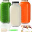 AuroTrends 32 oz Glass Juice Bottles with Lids 3 Pack - Large 960ml Reusable Bottles for Juice, Kombucha, Lemonade, Smoothies & Craft Soda with Leak-Resistant Cap