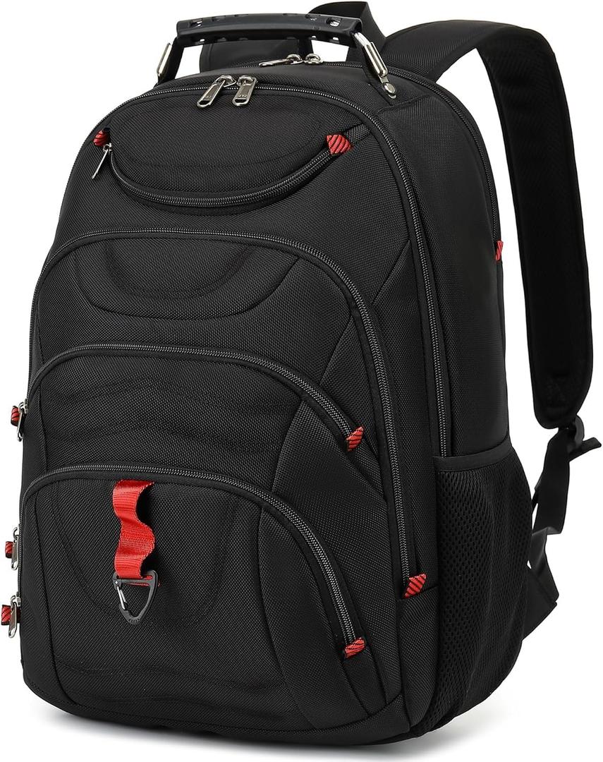 Boavan Laptop Backpack for men, 17.3 inch Laptop Bag with USB Port, Waterproof Travel Work Backpack Purse, Anti-Theft Teacher Nurse Doctor Casual Bookbags Office Business backpack Black