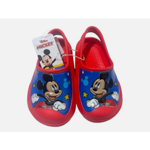 9-10 DUAL Sz MICKEY MOUSE CLOGS RED
