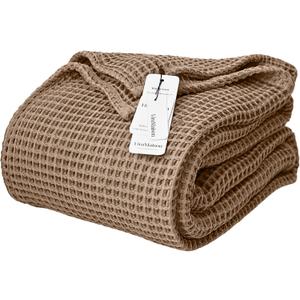 Waffle Blankets (Brown, Queen XL Size 95x102 inch)