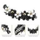 Lurrose Flower Hair Clip Banana Barrette Toothed Hair Claw Acrylic Floral Ponytail Holder Strong Tension Accessory for Women Girls Party Work