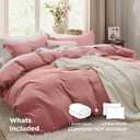 Bedsure Pink Clay Duvet Cover Queen Size - 3 Pieces Prewashed Cotton-Like Extra Soft Bedding Set, Includes 1 Duvet Cover 90x90 Inches with Zipper Closure & 2 Pillow Shams, Comforter Not Included