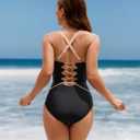 BMJL Womens One Piece Swimsuit Slimming Tummy Control Bathing Suit Color Block Shapewear Swim Suits 2026 (Black, XL)