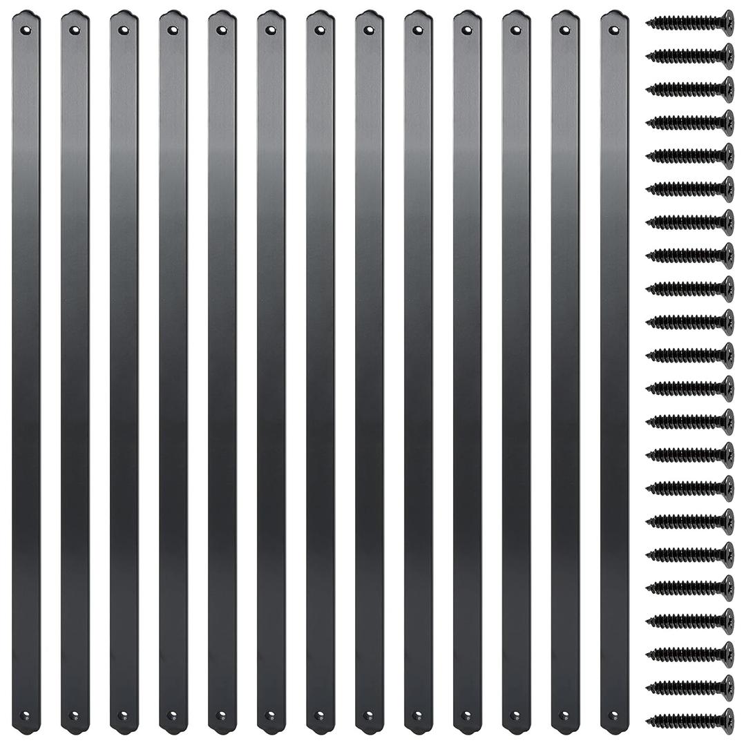 Aluminum Deck Balusters,Flat Metal Deck Spindles, for Deck Railing Porch Indoor Outdoor(Straight-QTY/25, Black-29.5")