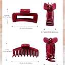 Mesovor 4 Pack Silicone Flexible Hair Claw Clips, Nonslip Large Bendable Claw Clip | Soft Hair Grip Hairclips for Thin and Thick (Black, Wine Red)