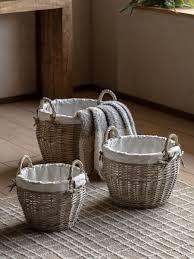16, 14, 12in Basket Set With Cloth 3pc