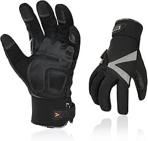 Vgo... 1-Pair -4℉ or above 3M Thinsulate C100 Lined High Dexterity Touchscreen Synthetic Leather Winter Warm Work Gloves, Waterproof Insert (Size L, Black, SL8777FW)