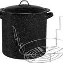 Granite Ware Water Bath Canner with Collapsible Jar Rack, 15.5 Quarts - Durable Enamel Steel Pot for Efficient Canning & Cooking, Non-Stick Surface - Safe for Gas & Electric Stovetops (Speckled Black)