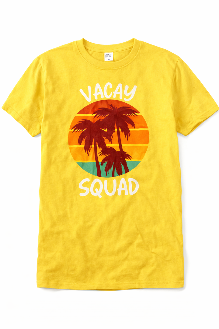 Vacay Squad Summer Vacation Family Friends Trip Palm Trees T-Shirt, Medium, Yellow