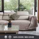 KAWAHOME Summer Sweatshirt Blanket Queen Size for Bed-Lightweight Breathable Blankets, Soft Thin Knit Jersey Blanket for Hot Sleepers, 90 X 90 Inches, Heather Brown
