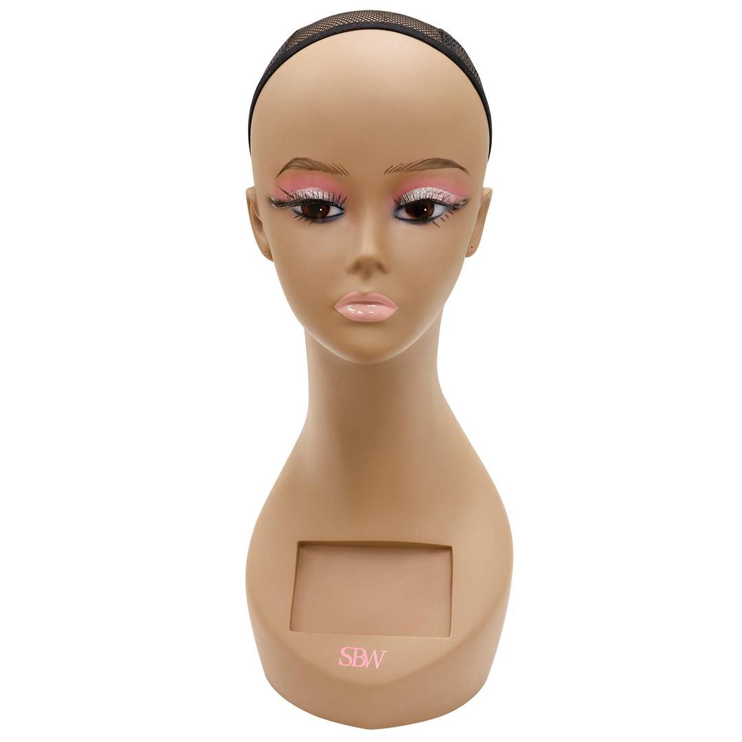 STUDIO LIMITED Womens Flesh Mannequin Head Realistic Making and Display with Wig Caps Cosmetology Training (18, 1 Pack)