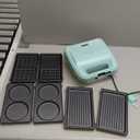 Bakers Friend 3 in 1 Mini Waffle Maker with Removable Plates, Mini Pancake Maker, Grilled Cheese Maker, Breakfast Sandwich Maker Press, Indoor Grill, Belgian Waffle Maker, Aqua