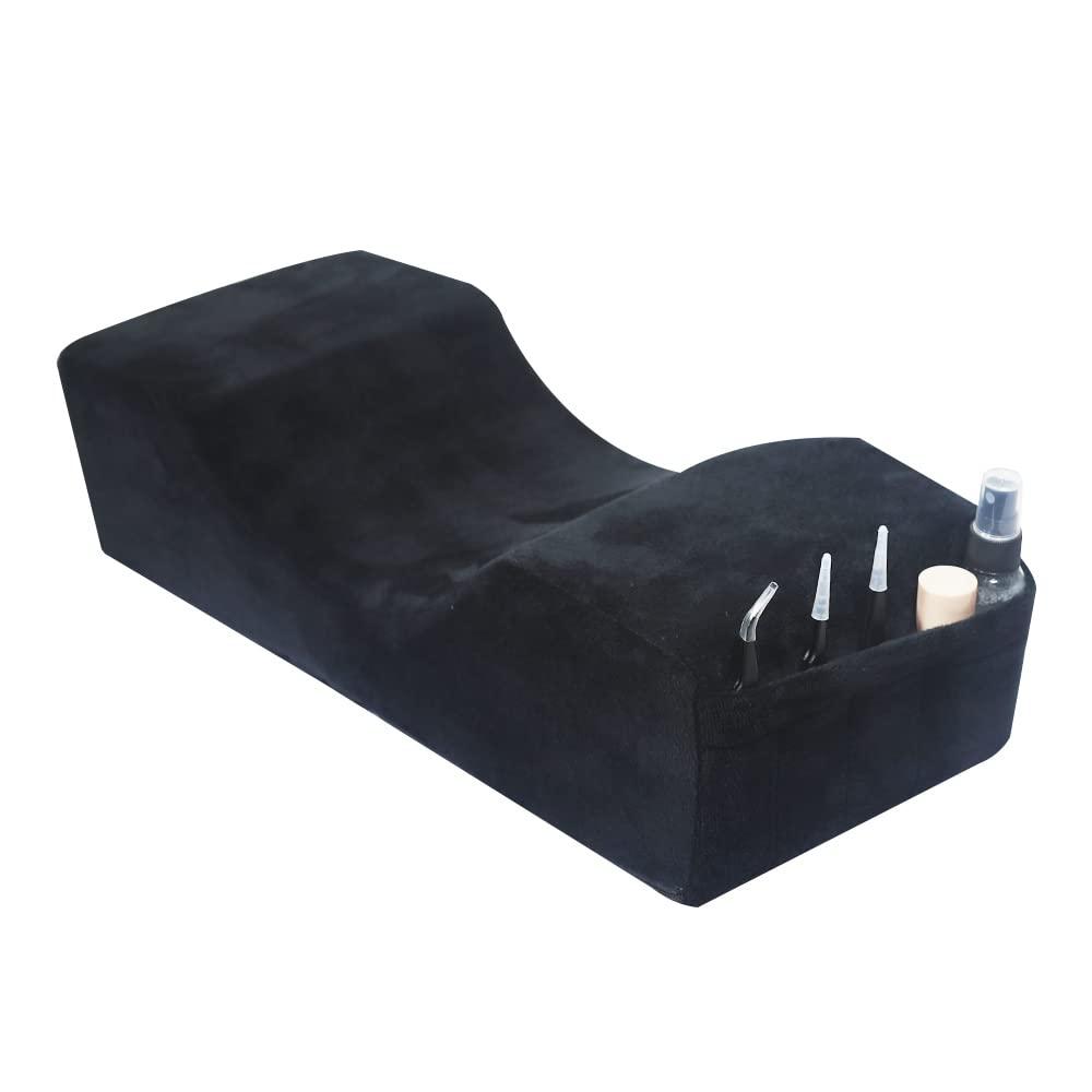 Salon Eyelash Extension Neck Pillow - Comfortable Velvet Beauty Memory Foam Pillow,to Protect The Neck When Used for Lash Extension Grafting Make Up (Black)