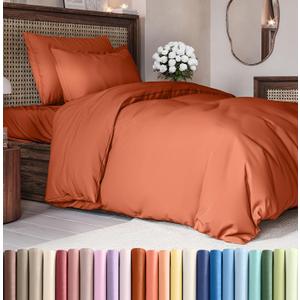 Duvet Cover Twin/Twin XL Size Set - Extra Soft Duvet Cover 68 x 90 with 1 Pillow Sham - Hotel Luxury, Easy Care and Fade Free with Zipper Closures & Ties - Comfy, Breathable Bedding Set (Terracotta) (29 - Terracotta (No Comforter))