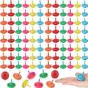 Lenwen 200 Pcs Wooden Spinning Top Colorful Rainbow Gyroscope Novelty Educational Spinning Toy Wood Painted Spinner for Kindergarten Family Games Party Favors Gifts for Girls Boys