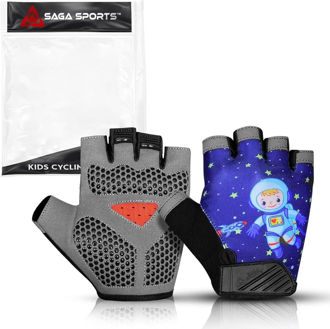 Half Finger Kids Cycling Gloves| Non-Slip, Padded, Antislip, Fingerless Kids Bike Gloves for Boys and Girls | Ideal for BMX, MTB, Gymnastics