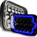 Lpteso ROLINGER 2PCS Off Road Plug and Play Sealed Beam LED Light H6054 7x6 5x7 Auto Lights with Blue Halo Ring Lights Compatible with Wrangler YJ XJ Cherokee E250 Chevy Van Truck Mr2