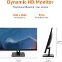 24-inch Full HD IPS Monitor, 75 Hz, 1080P, HDMI, Display Port and VGA Input, Adjustable Stand, VESA Compatible, Built-in Speakers for Office and Home, Black