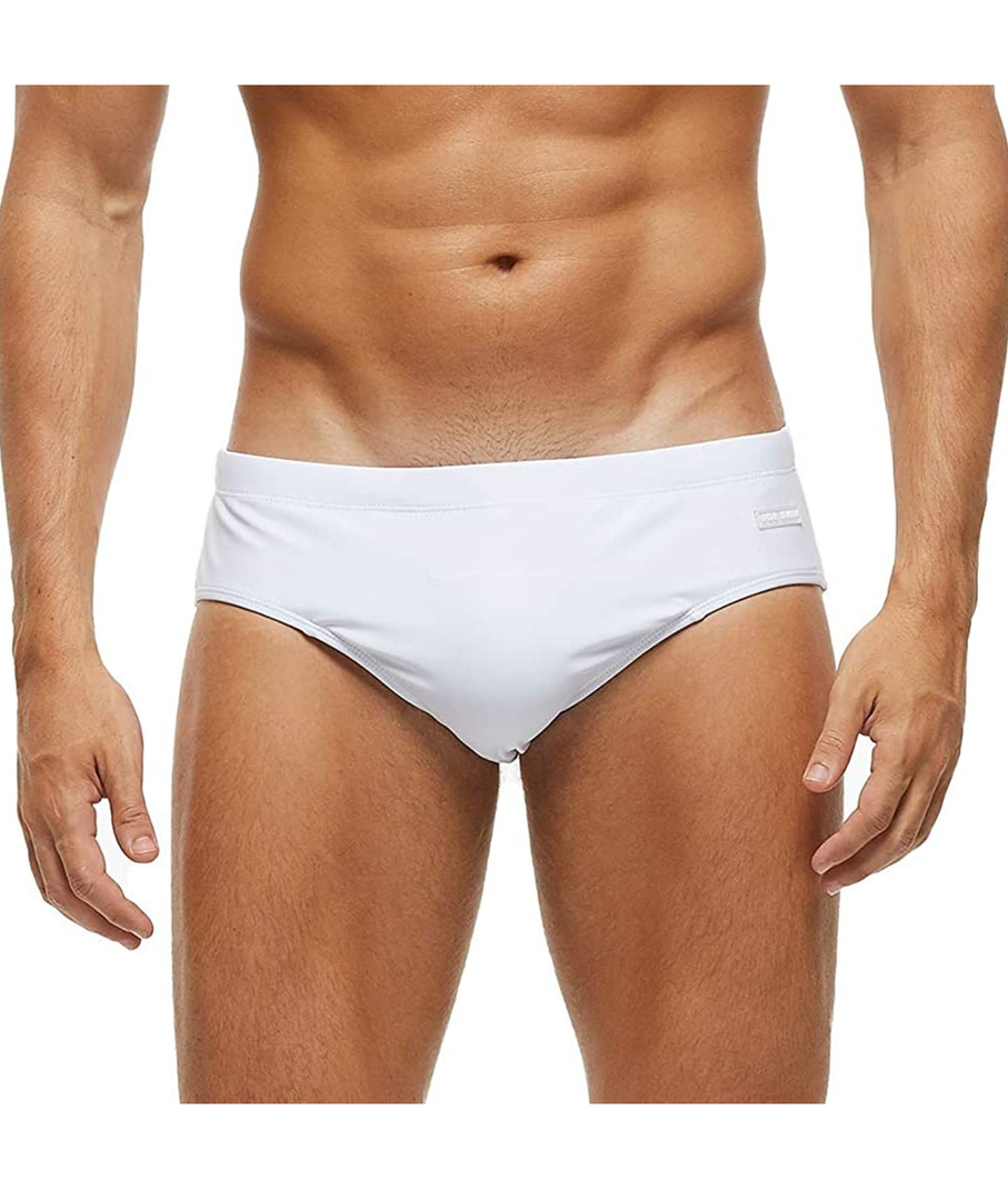 Arcweg Men's Swimming Trunks Briefs Low Waist with Removable Pad Swimwear Elastic Beach Shorts Boxers Underwear Size M