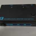KVM Switch 3 Monitors 2 Computers, Reyoten 8K60Hz KVM Switches,3 Monitors 2 Computers HDMI DP Switch, 4K144Hz Switch for 2 PCs Share Monitor Keyboard Mouse Printer with 2 USB Cables, Power Adapter,two ports work 1 don't probably the USB couldn't test