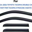 Window Visors Rain Guards for 2024 2025 2026 Toyota Tacoma Double Cab, Out-Channel Window Vent Wind Deflectors Visors Shades for 24 25 26 Tacoma 4 Full-Size Cab