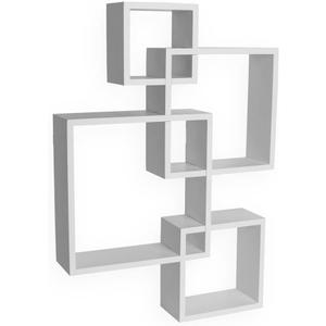 Danya B BR1023WH Decorative Wall Mount Floating Intersecting Cube Accent Wall Shelf - White, 17.75 X 4 X 25.5 Inches