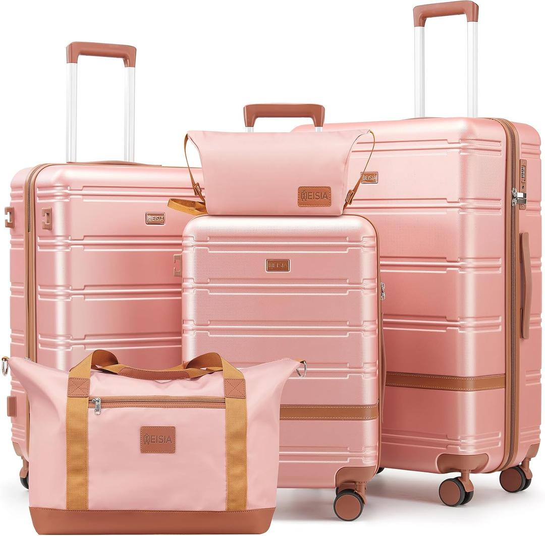 NEISIA Luggage Sets 3 Piece, Suitcases with Wheels, Hardshell Suitcase Set, PC+ABS Carry on Luggage Set with TSA Lock, Travel Luggage (Pink), Large