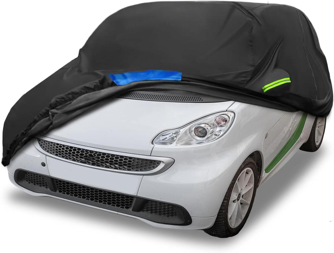 Car Cover Waterproof Custom Fit for Smart Fortwo All Weather for Automobiles Outdoor Snow Sun Dust UV Protection Full Exterior Cover With Door Zipper