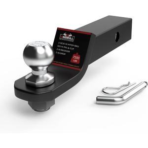 2-5/16 Inch Ball Trailer Hitch 2 in Drop Receiver Hitch with 2 in Shank & Hitch Pin for Truck Towing Ball Mount, 7,500 LBS GTW, Black
