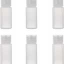 Travel Size Plastic Empty Toiletry Bottles, 30ml (1 oz) Pack of 6 Liquid Containers with Labels