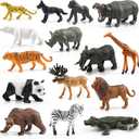 15 Wild Animal Figurines for Kids, Plastic Safari Animal Toys Tiny Portable Jungle Creature Figures Playset Montessori Toys Educational Game for Homeschool Preschool Toddler Kids