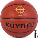 KUYOTQ Kids Toddler Youth Adult Size 3/4/5/6/7 Basketball 22/25.5/27.5/28.5/29.5" Thickened Rubber or Faux Leather Indoor Outdoor Basketball for Boys Girls Womens Mens Basket Ball Gifts (Brown-Soft Touch Faux Leather-With Pump)
