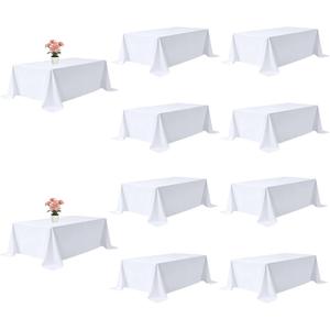 10 Pack White Rectangle Table Cloth 90 x 132 Inch for 6 Foot Tables | Wrinkle Resistant, Washable Rectangular Table Cloth, Polyester Fabric, For Party Banquet Wedding Buffet