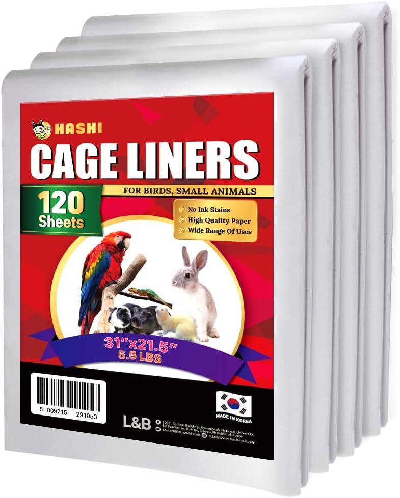HASHI Bird Cage Liner - 120 Disposable Sheets Made from Acid-Free Newsprint. Non-Toxic for Birds, Ideal for Packing, Pet Cages, Crafts, Shipping, and Moving. Easy to Clean (31"x21.5") (1 Count (Pack of 1))