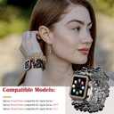 VIIVY VIYIV Bling Band with Case Compatible with Apple Watch Bands Series 9 8 7 SE 45mm 44mm 40mm 38mm 41mm 42mm for Women, Smart Watch Bracelet Straps with Starlight Cover, Pearl Dressy Cute Elastic