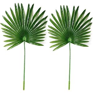 2Pack Artificial Flower Faux Leaves Artificial Palm Leaf Branches Plants Greenery Stems 27.9" Tall Tropical Plant Faux Leaves Hawaiian Luau for Greenery Wedding Party Floral (Color 1-2Pack)
