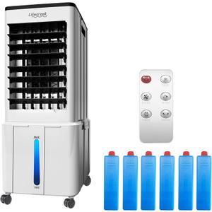 Lifecreek Portable Air Conditioner, 3-in-1 Evaporative Air Cooler with 3.2 Gal Water Tank, Windowless Portable AC Fan with 6 Ice Packs, Remote, 12H Timer, 3 Speeds, 4 Modes for Room Bedroom Office