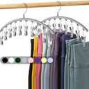 Volnamal Legging Organizer for Closet, Metal Yoga Pants Hanger w/Rubber Coated 2 Pack w/10 Clips Hold 20 Leggings, Hangers Space Saving Hanging Closet Organizer for Closet Organizers and Storage, Grey
