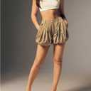 Women's Bubble Shorts Ruffle High Waisted Bloomers Balloon Puffy Hem Mini Shorts with Skirts (L)