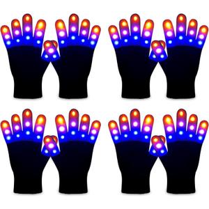 4 Pairs LED Gloves Light up Gloves for Kids Girls Boys Toys Age 3-12 Years Old Cool Fun Toys Christmas Gifts Easter Birthday Carnival Party Halloween costumes (Small)