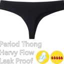 Period Underwear for women 20ML Heavy Flow Absorbent thong Leak Proof Period Thongs,Period Panties Tangas (Black, M)