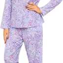 ENJOYNIGHT Womens Pajama Set Cotton Long Sleeve Pjs Two Piece Sleepwear with Pockets (Medium, Purple)
