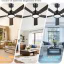 52 Inch Ceiling Fan with Lights and Remote, Smart APP Control, Dimmable with All-Setting Memory, Quiet DC Motor Reversible Blades, Damp Rated Modern Ceiling Fan for Bedroom Patio Living Room, Black