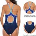 Century Star One Piece Swimsuit Women Bathing Suit for Teens one Piece Juniors Athletic Adjustable Strap One Piece Swimsuit Blue Gradient 0-2 (Blue, XS)