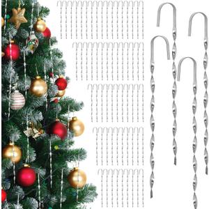 100 Pcs Christmas Tin Icicles Ornaments, 5.5 Inch Vintage Silver Steel Icicles Ornament, Victorian Christmas Twisted Icicle Decor for Winter Tree Holiday Tree New Year Party Supplies