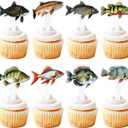 24pcs Fish Cupcake Toppers Go Fishing Theme Decorations Baby Shower Boys Girls Happy Birthday Party Tropical Party Cake Picks Under The Sea Decoration Suppliestwo-sided
