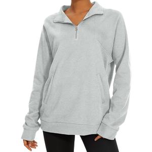 Women's Half Zip Sweatshirts Casual Long Sleeve Fleece Oversized Quarter Zip Pullover Tops With Pockets S