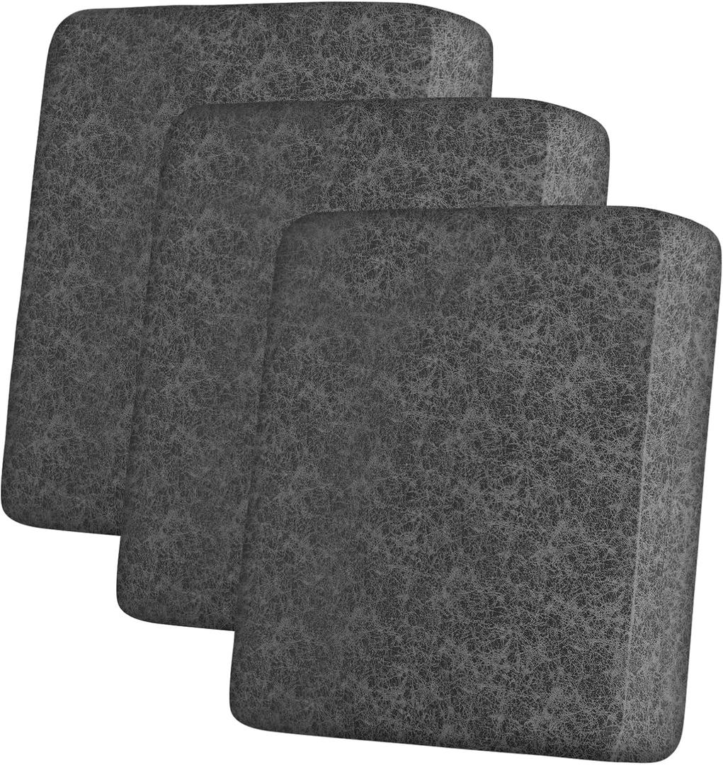 Leather Look Couch Cushion Covers Sofa Seat Slipcovers Sets Couches Furniture Protector for Sectional Armchair Loveseat Pets Kids Stretch Spandex Fabric (3 Cushion Sofa, Light Grey-04)