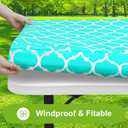 Smiry Rectangle Picnic Table Cover, Waterproof Elastic Fitted Camping Tablecloths for 8 Foot Tables, Wipeable Flannel Backed Vinyl Tablecloth Protector for Indoor, Outdoor (Teal, 30x96 Inches)